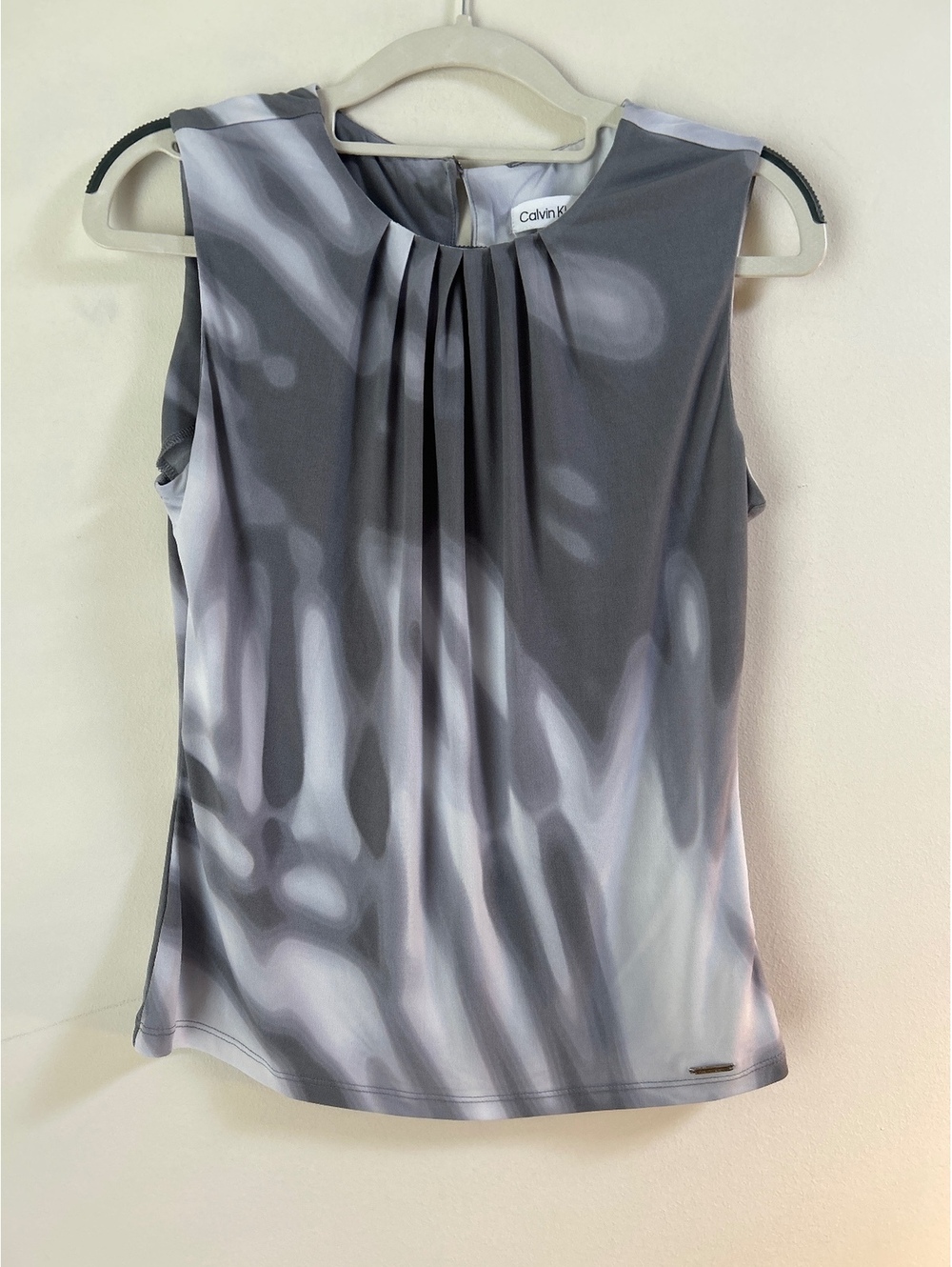 Calvin Klein Sleeveless Pleated Neckline Blouse Size S
